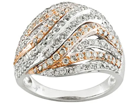 10K White GOLD & Rose 1.50 ct. White DIAMOND Crossover Ring (Size 7)