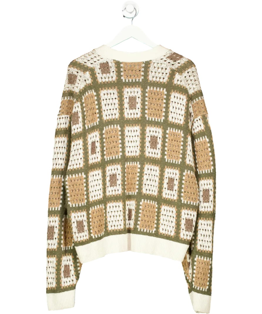 Abercrombie & Fitch Green Crochet Patterned Cardigan UK XL
