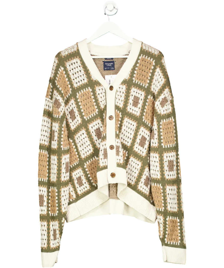 Abercrombie & Fitch Green Crochet Patterned Cardigan UK XL