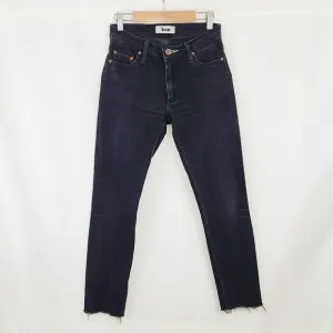 Acne Flex skinny jeans in Wet Black raw hem size 26 x 34