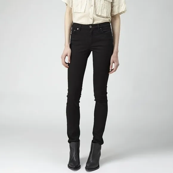 Acne Flex skinny jeans in Wet Black raw hem size 26 x 34
