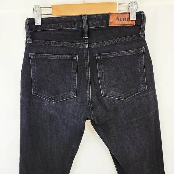Acne Flex skinny jeans in Wet Black raw hem size 26 x 34