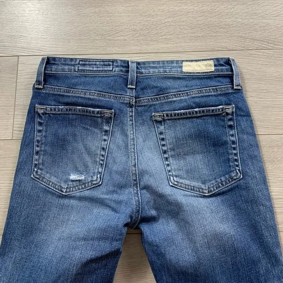 AG The Jodi High Rise Slim Flare Crop Distressed Jeans