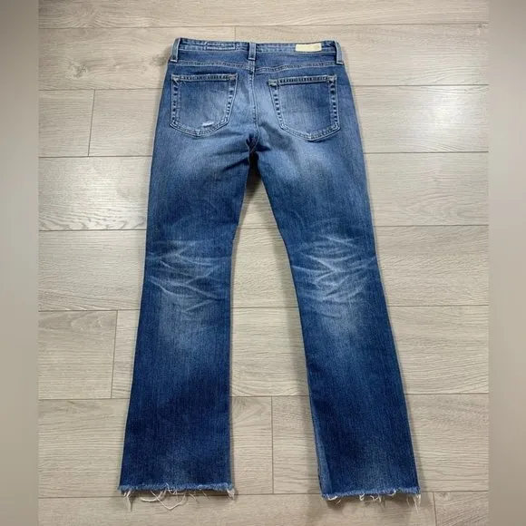 AG The Jodi High Rise Slim Flare Crop Distressed Jeans