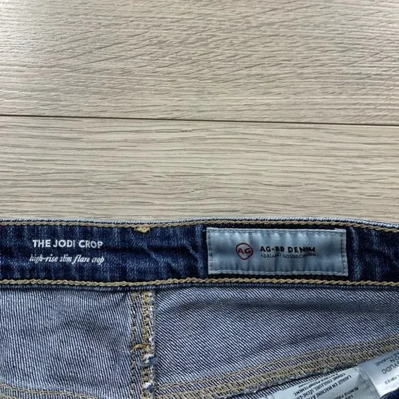 AG The Jodi High Rise Slim Flare Crop Distressed Jeans
