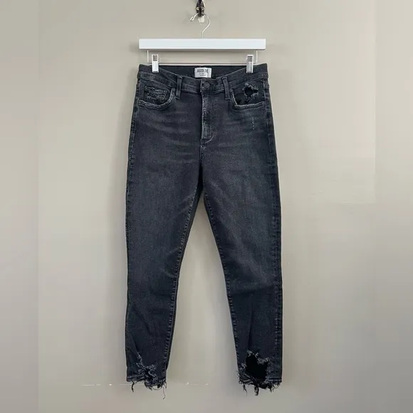 AGOLDE SOPHIE High Rise Skinny Crop Temple Jeans Distressed Size 30