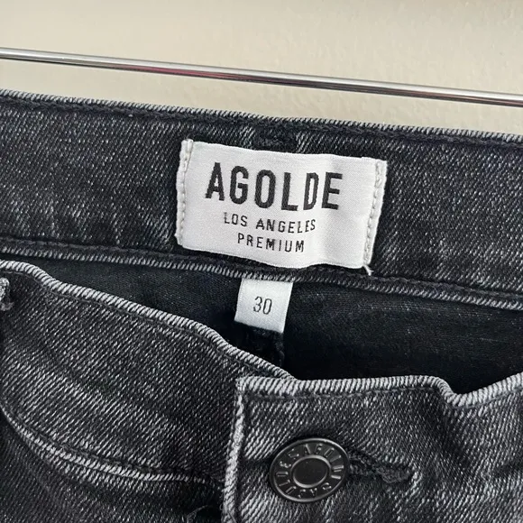 AGOLDE SOPHIE High Rise Skinny Crop Temple Jeans Distressed Size 30