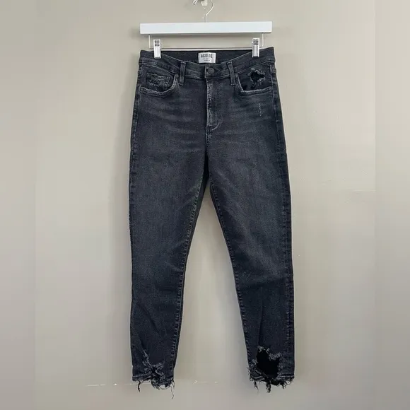 AGOLDE SOPHIE High Rise Skinny Crop Temple Jeans Distressed Size 30