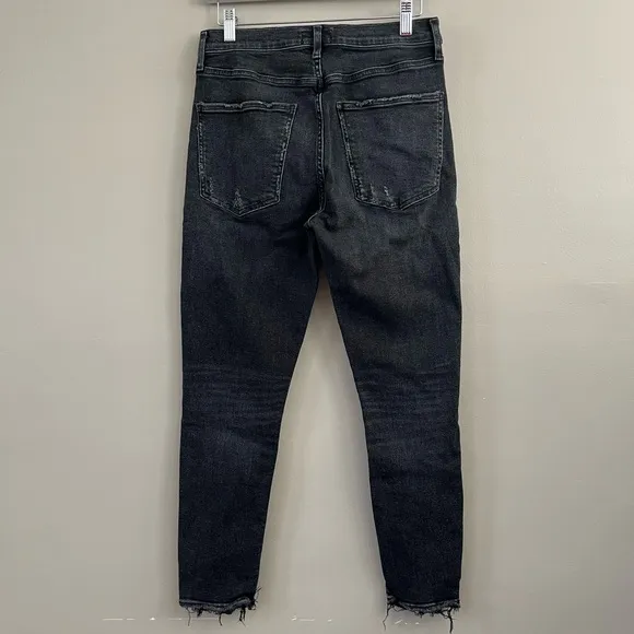 AGOLDE SOPHIE High Rise Skinny Crop Temple Jeans Distressed Size 30