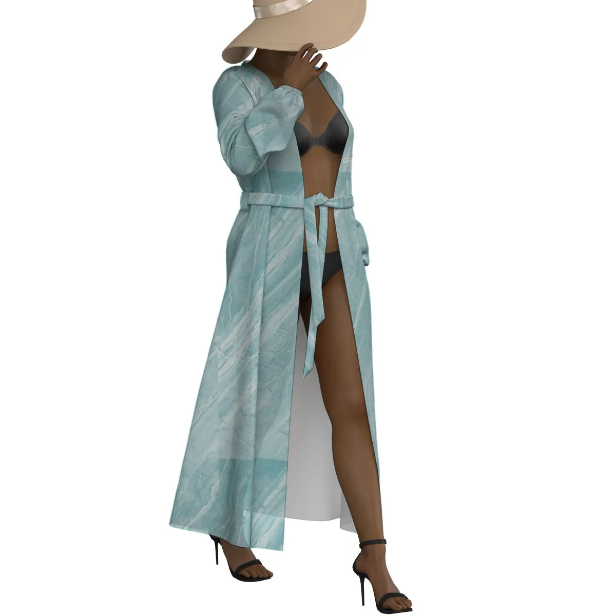 All-Over Print Women's Lace-up Chiffon Robe