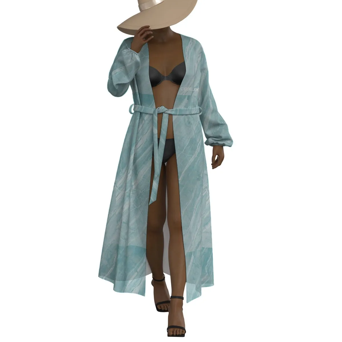 All-Over Print Women's Lace-up Chiffon Robe