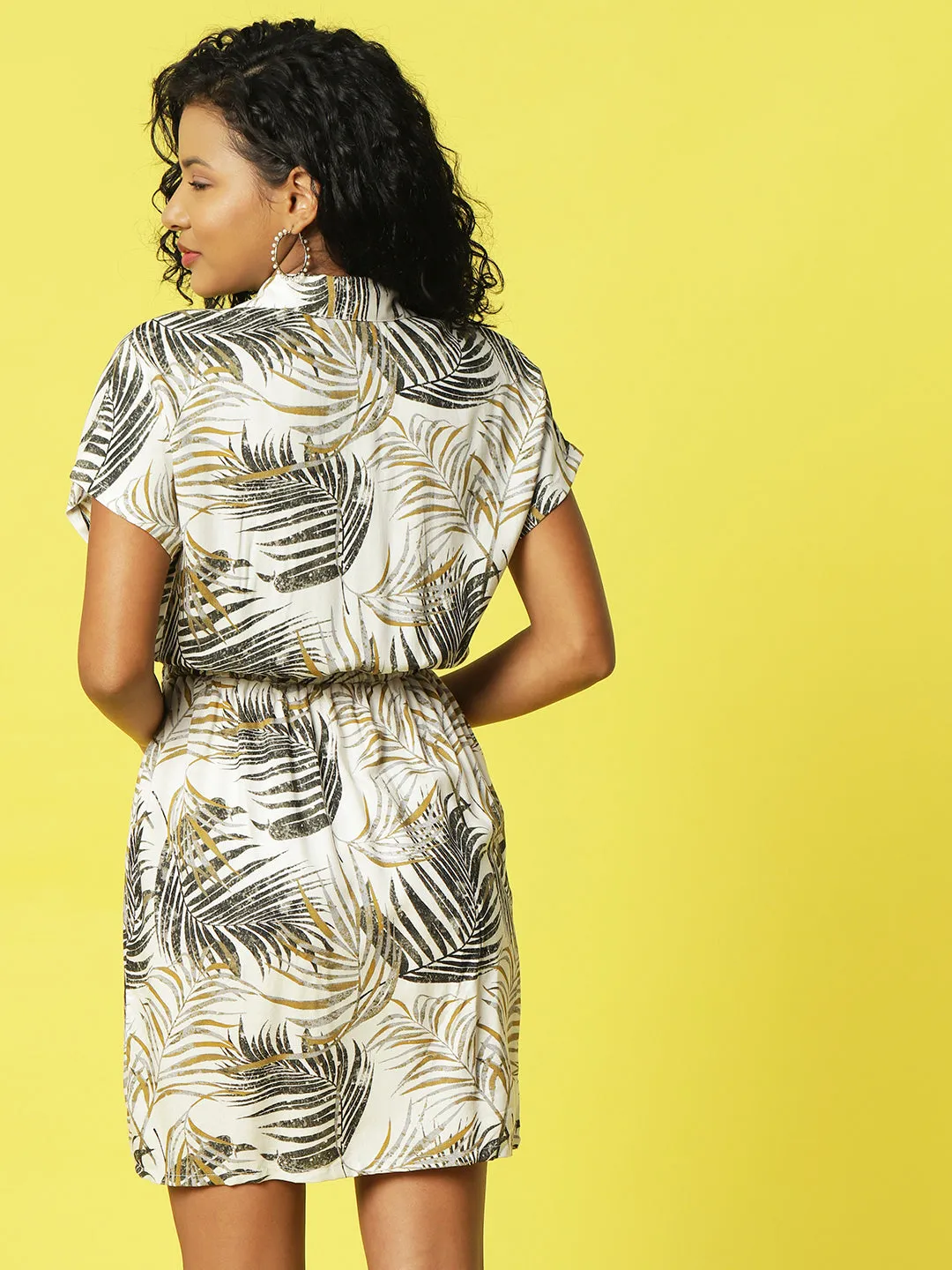 All Over Printed Drop Shoulder Sleeveless Shirt Dress