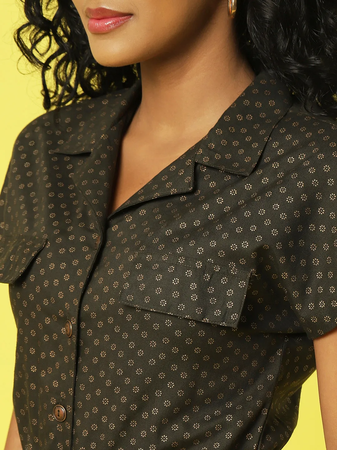 All Over Printed Drop Shoulder Sleeveless Shirt Dress
