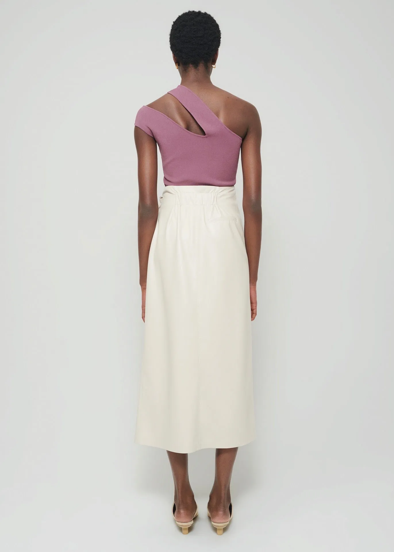 Amas Vegan Leather Wrap Skirt (Creme)