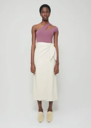 Amas Vegan Leather Wrap Skirt (Creme)