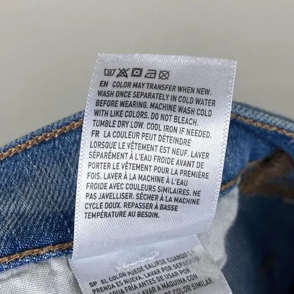 American Eagle Vintage Light Wash Distressed Denim Baggy Jeans Size 0