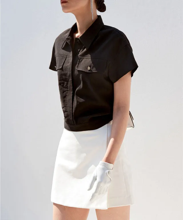 Anell Golf Cotton Wrap Skirt Pants - White