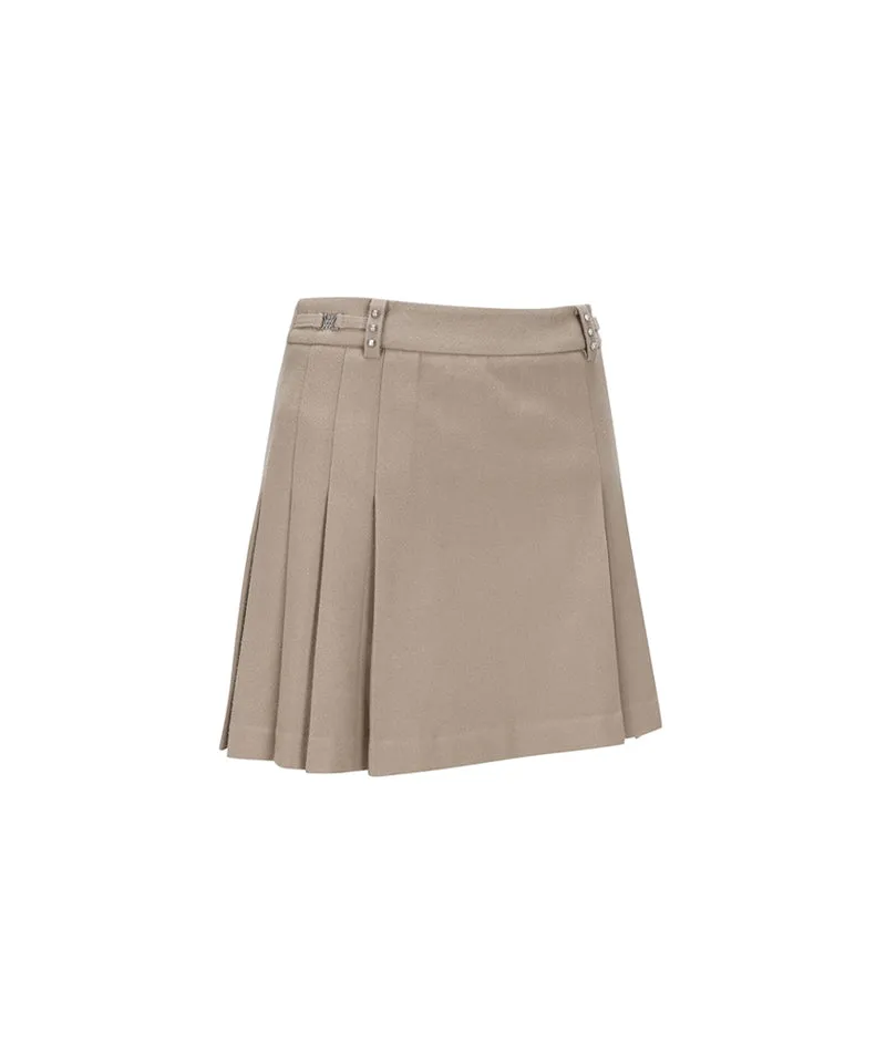 ANEW Golf Women's Asymmetery Pleats Skirt - Beige
