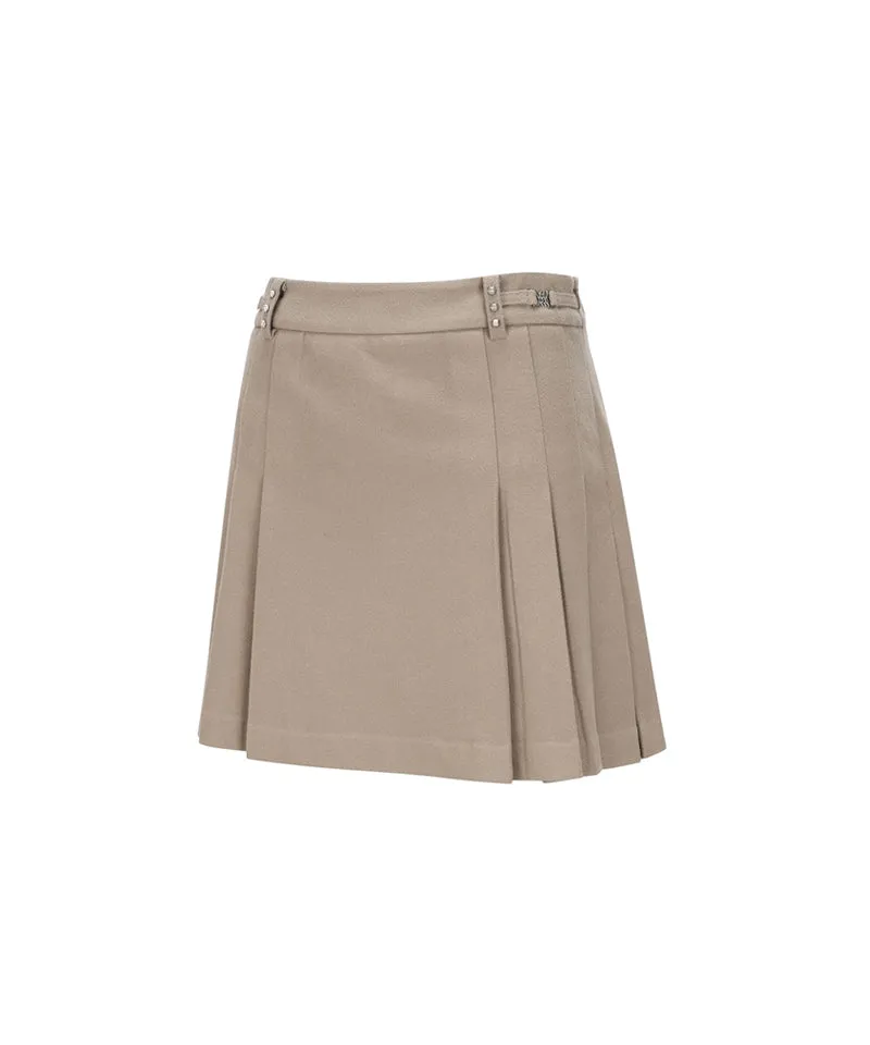 ANEW Golf Women's Asymmetery Pleats Skirt - Beige