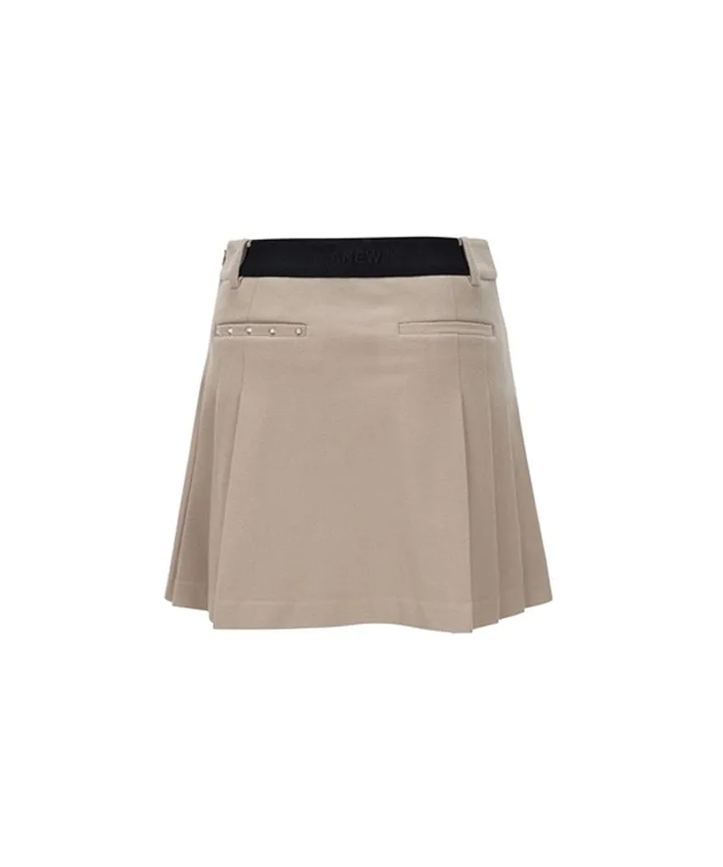 ANEW Golf Women's Asymmetery Pleats Skirt - Beige