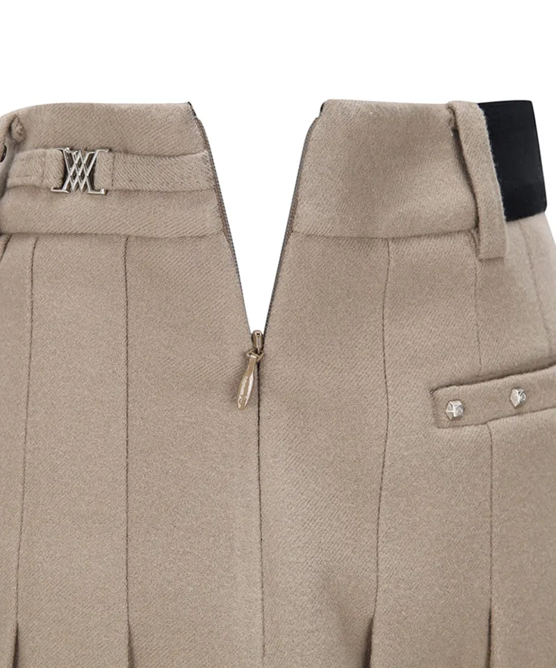 ANEW Golf Women's Asymmetery Pleats Skirt - Beige