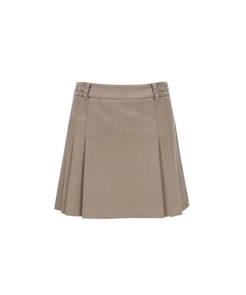 ANEW Golf Women's Asymmetery Pleats Skirt - Beige
