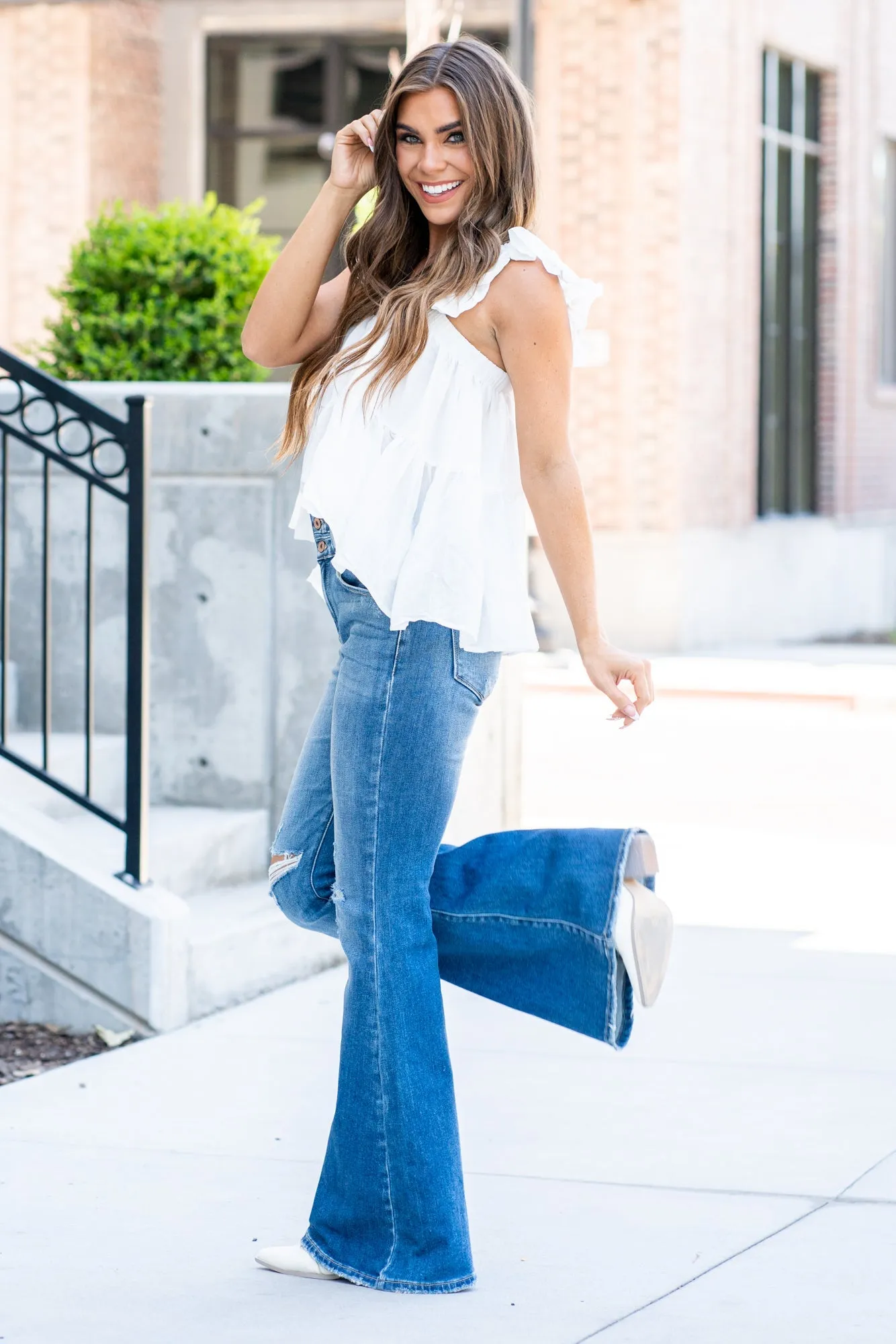 Ann Arbor High Rise Distressed Flare