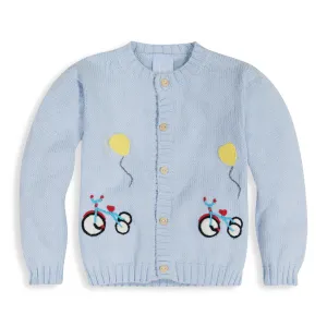Applique Bike Cardigan -- Blue