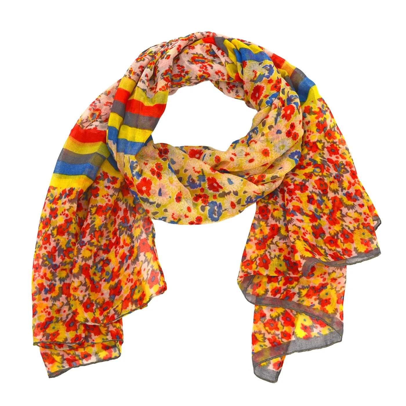 Aubrey Striped Floral Scarf