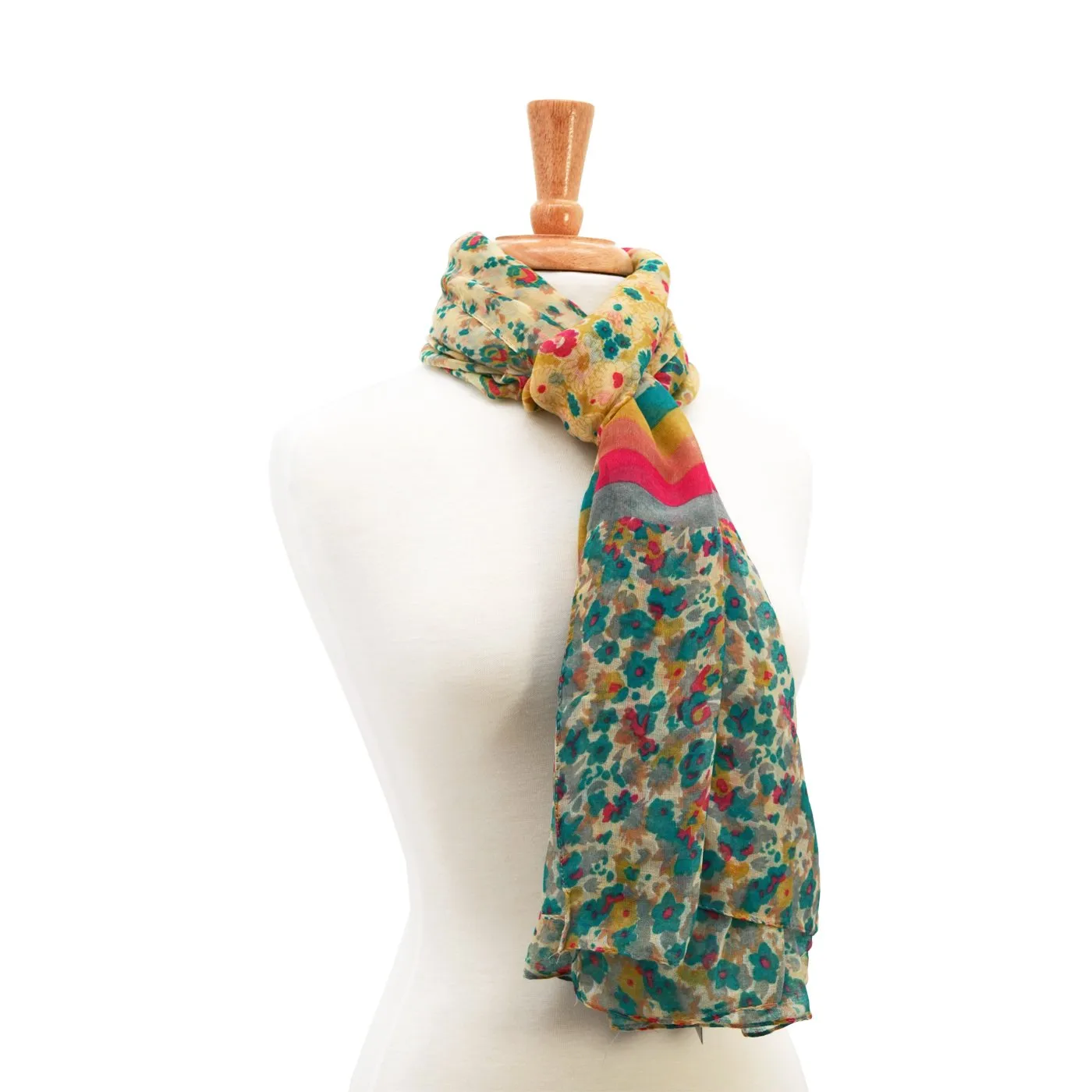 Aubrey Striped Floral Scarf