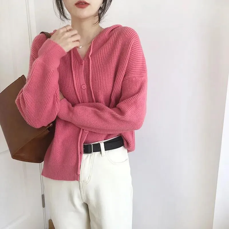 Autumn Winter Women Cardigan Warm Knitted Sweater Jacket Pocket Embroidery Fashion Knit Cardigans Coat Lady Loose Sweaters