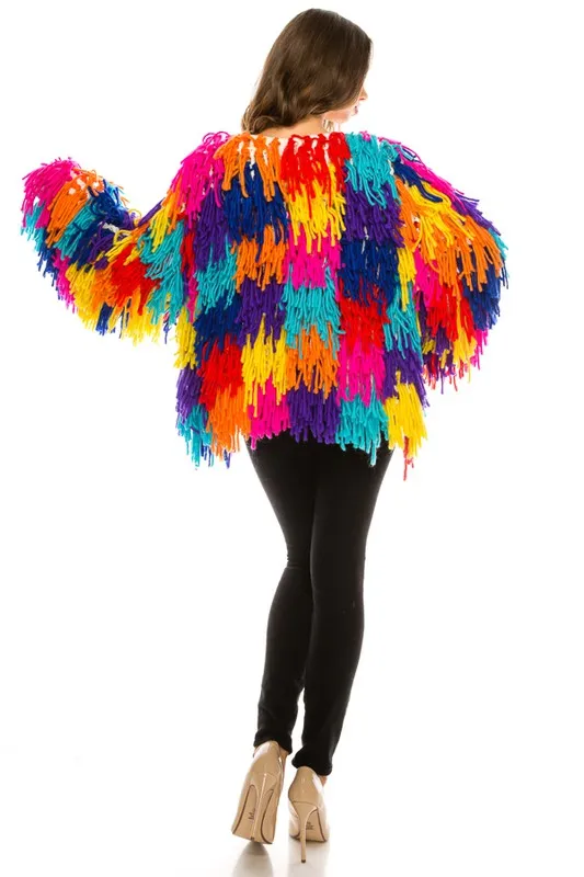 Ava Multi Color Fringe Cardigan