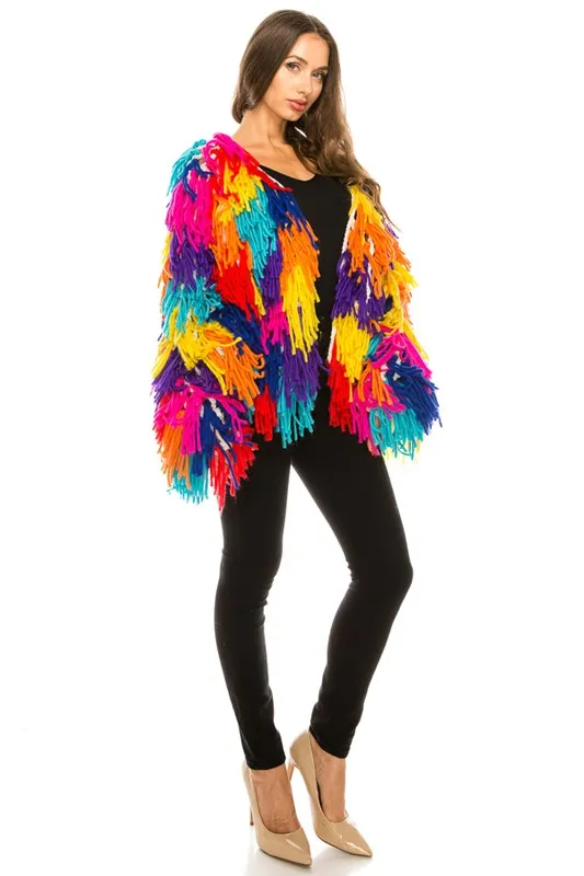 Ava Multi Color Fringe Cardigan