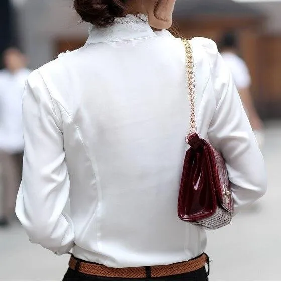 Ava - Ruffled Jabot Long-Sleeve Blouse