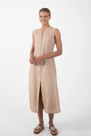 Ayu Linen Maxi Dress Nude