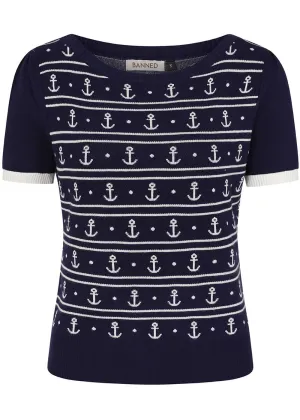 Banned Nellie Anchors Jumper in Navy