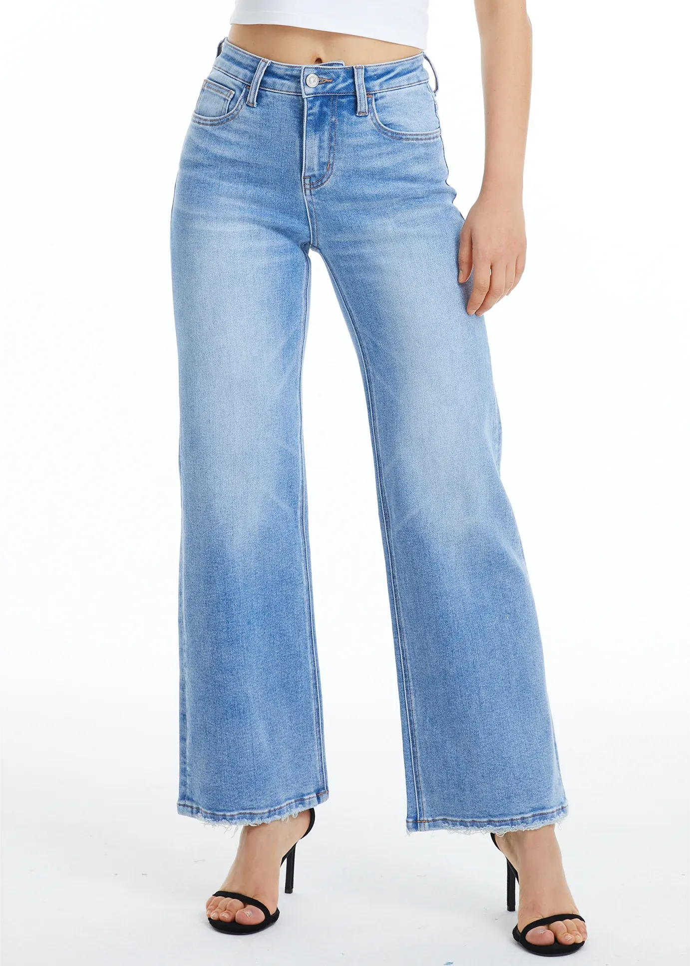 Bayeas Alsa Mid Rise Wide Leg Jeans - Fresh Blue