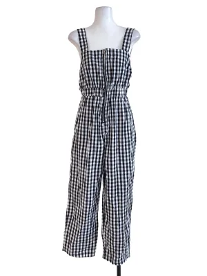 Black Gingham Checks Sleeveless Jumpsuit