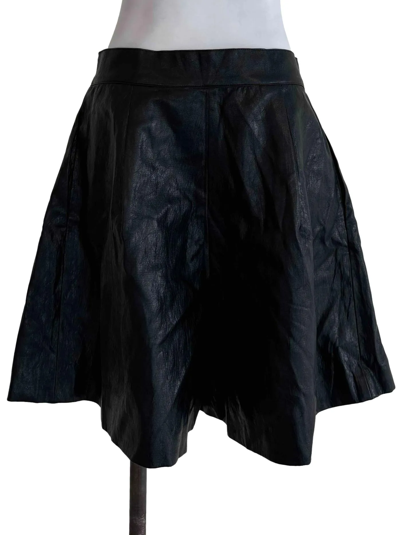 Black Plain Box Pleated Skirt