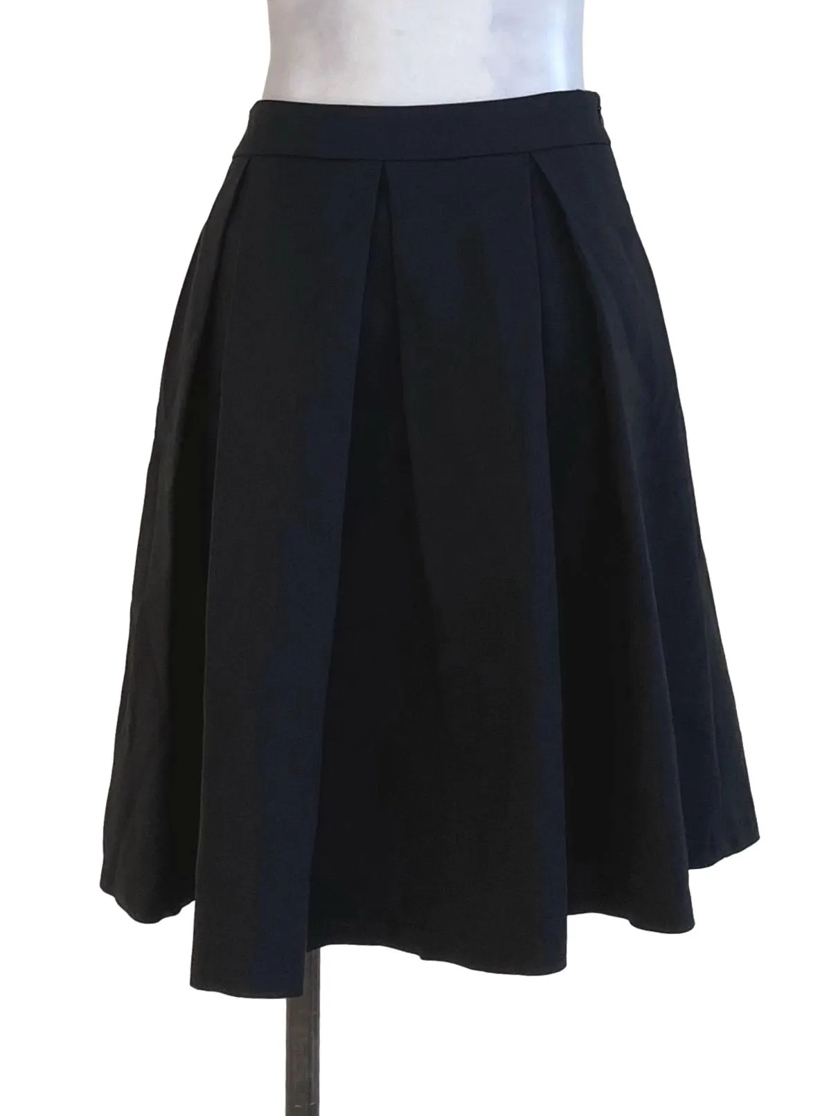 Black Plain Box Pleated Skirt