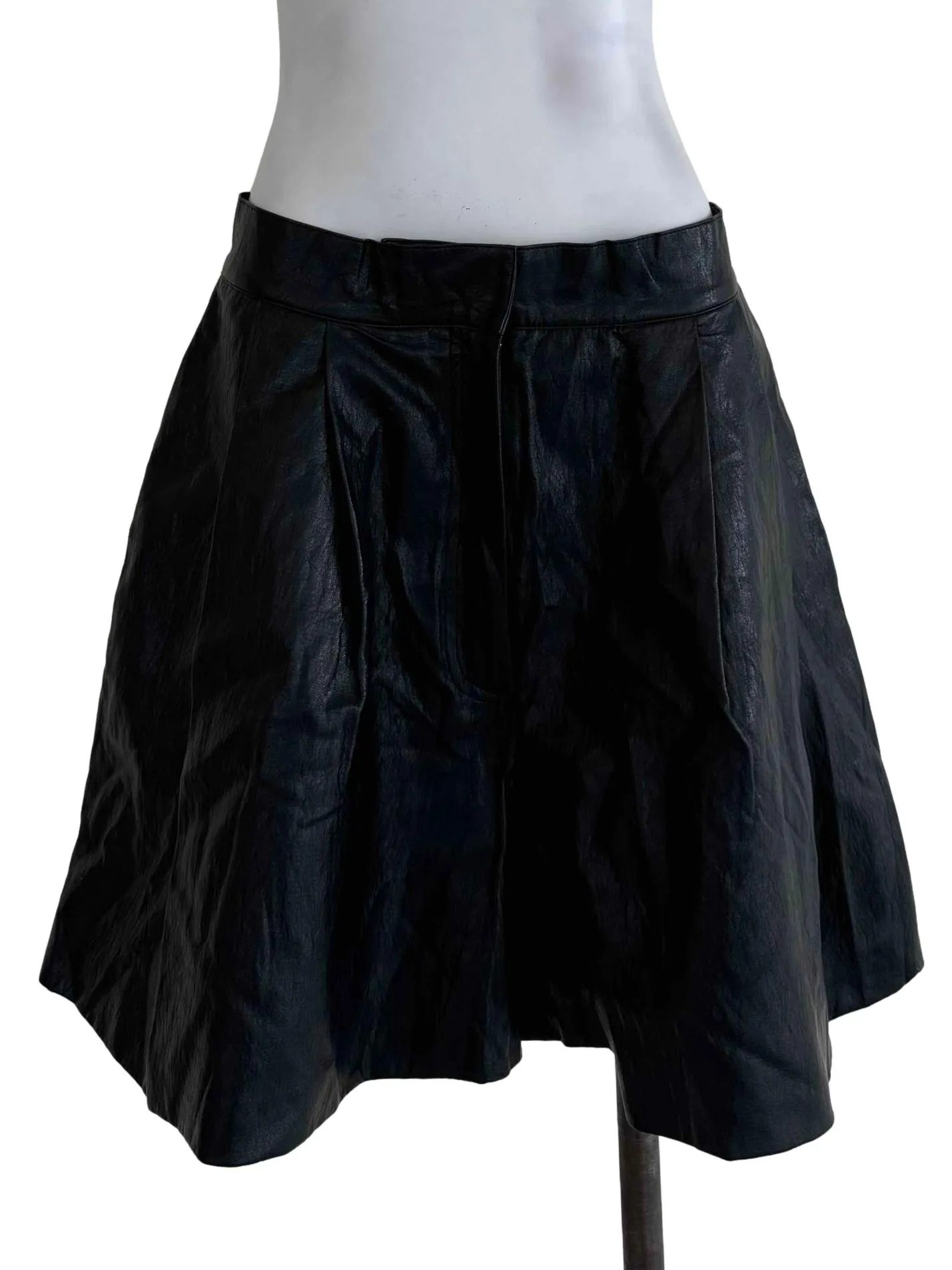 Black Plain Box Pleated Skirt