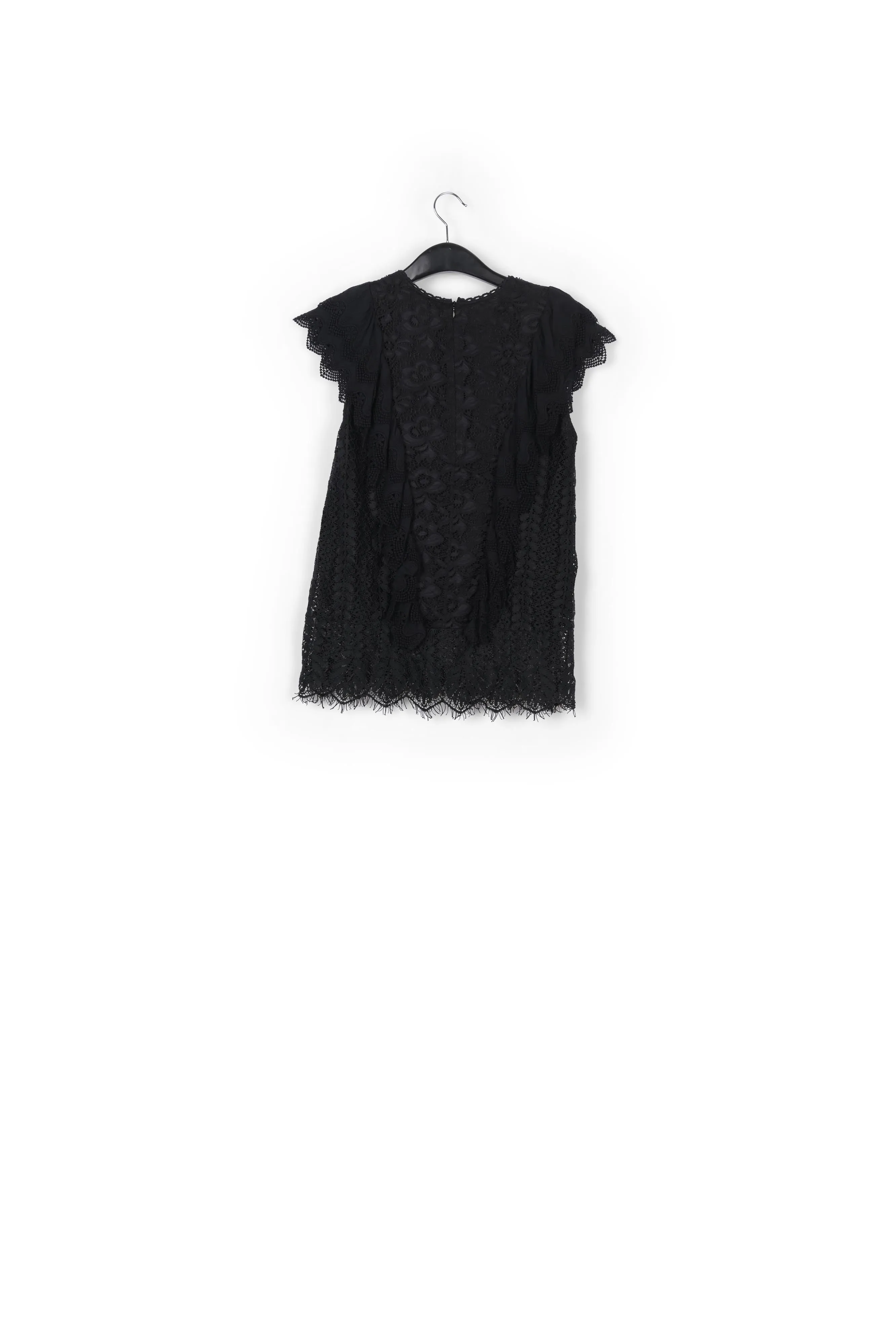 Black ruffled lace top with sequins