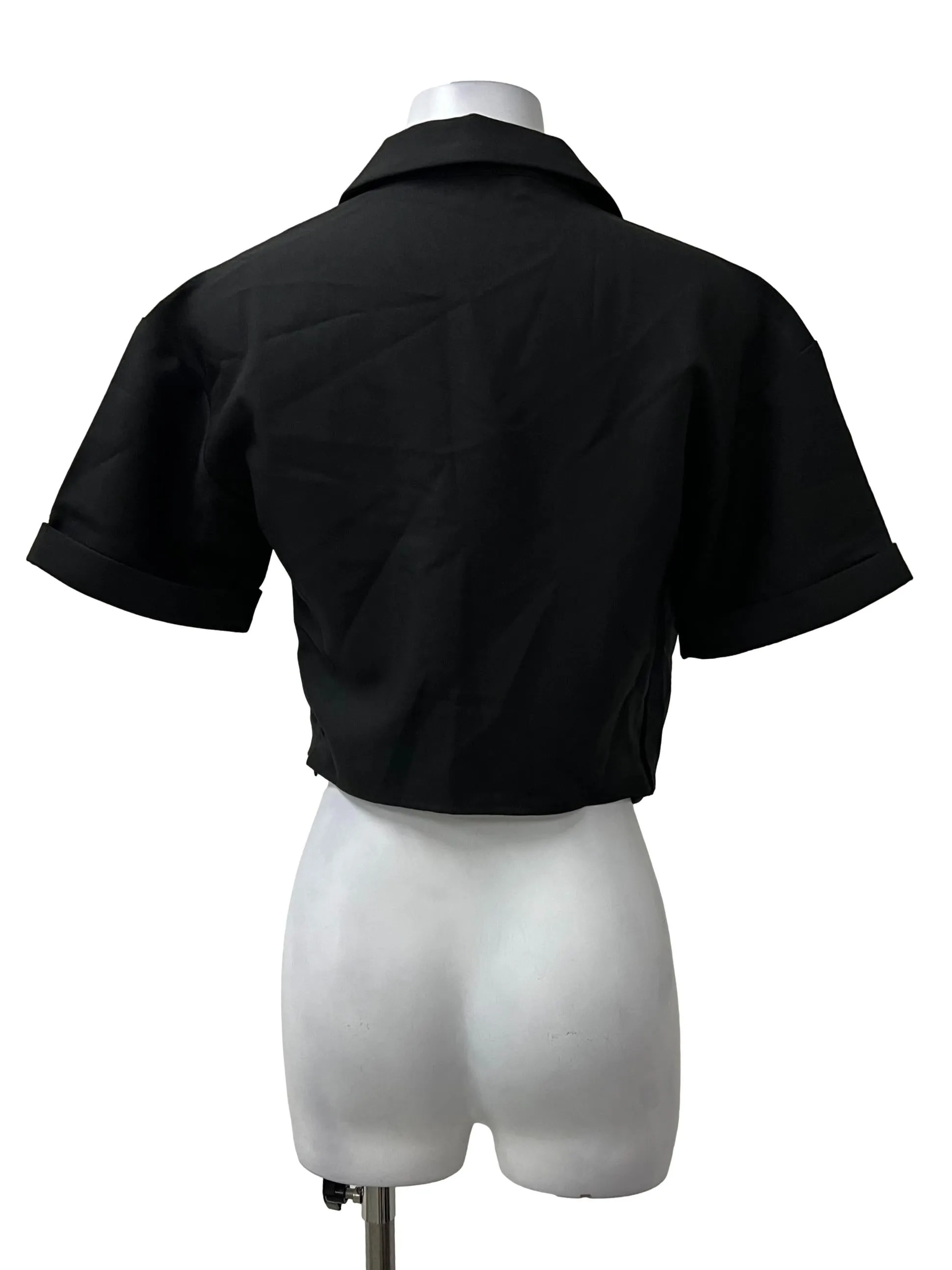Black Self Tie Top