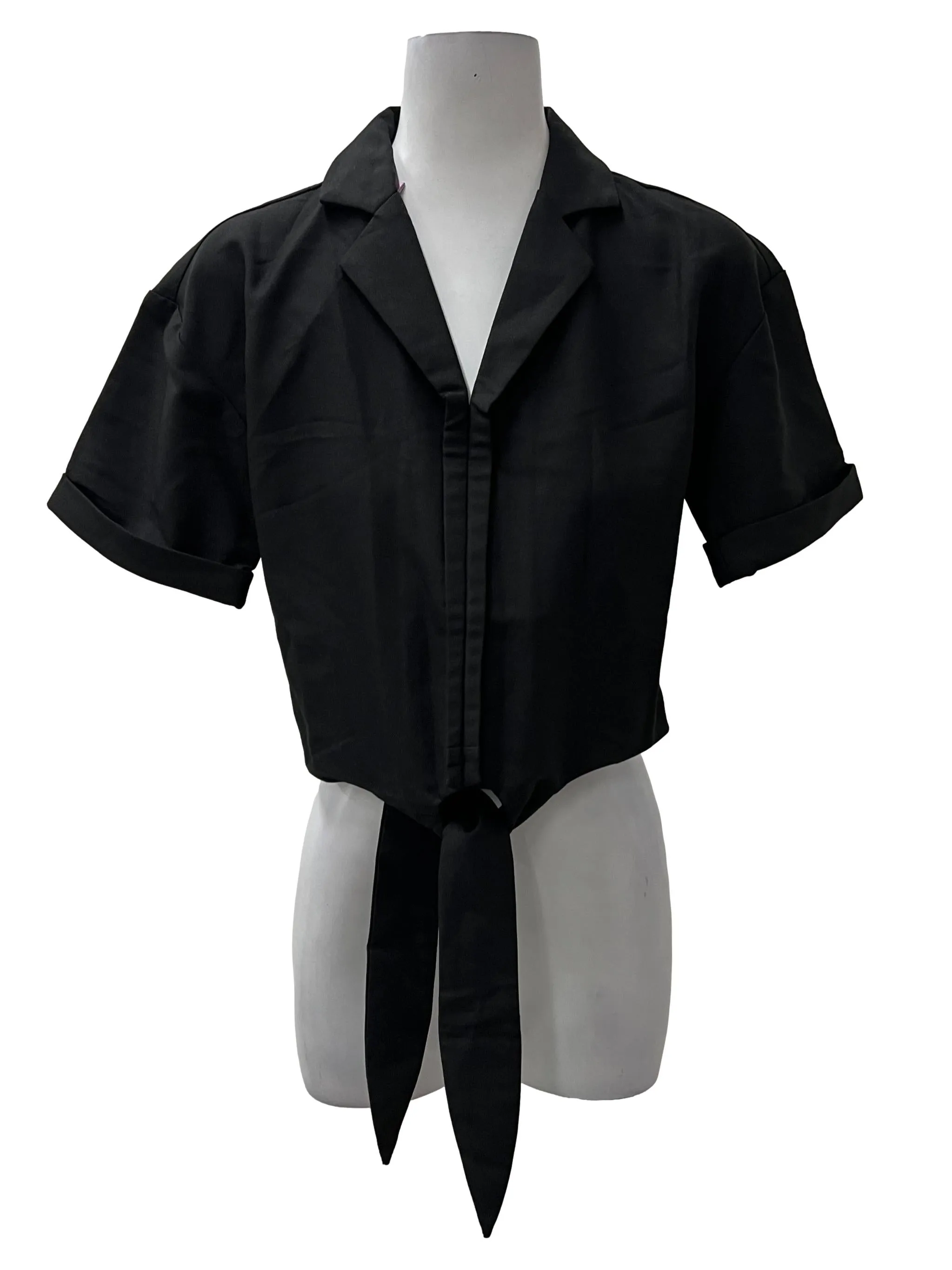 Black Self Tie Top