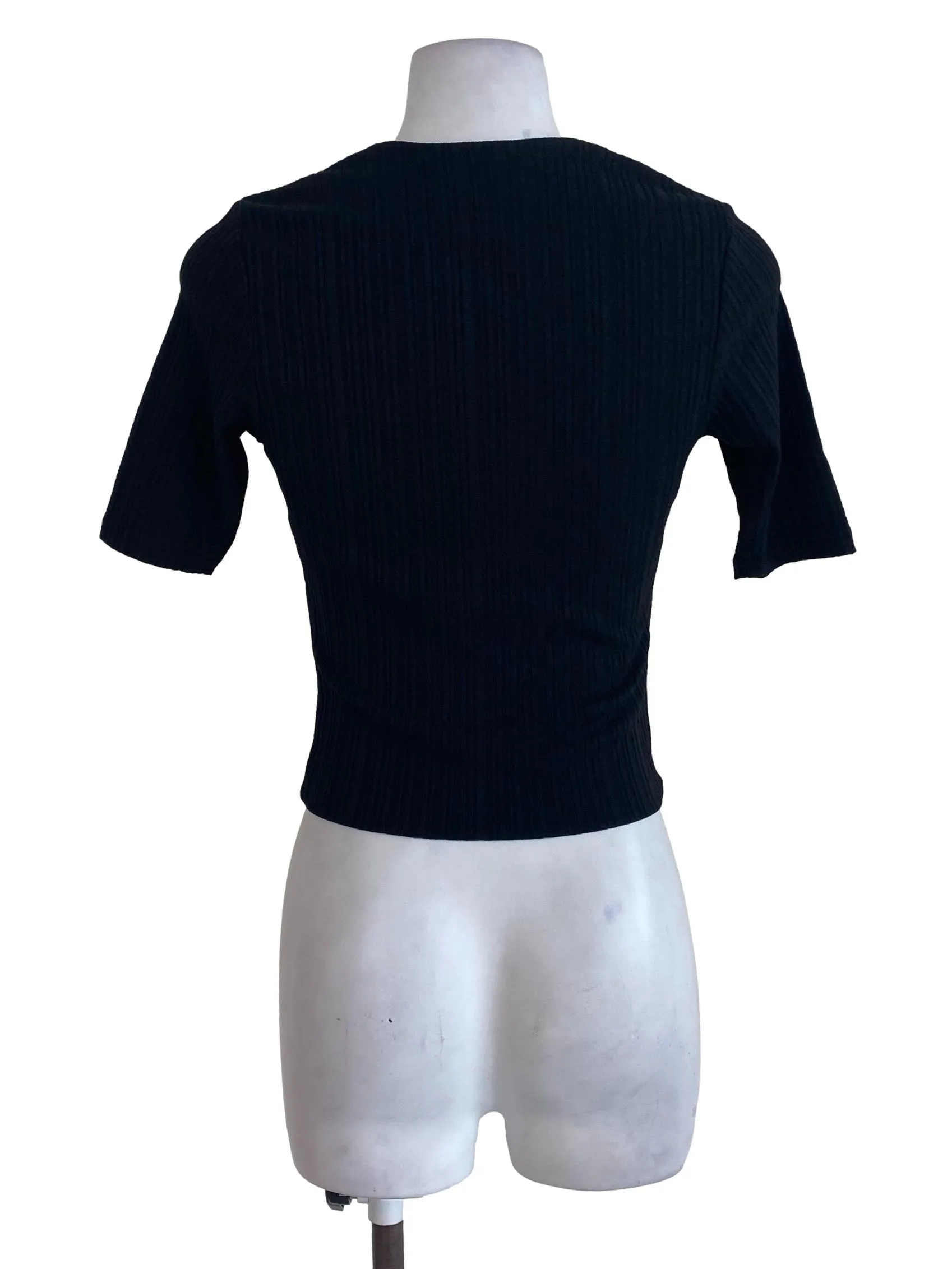 Black Textured Striped Blouse