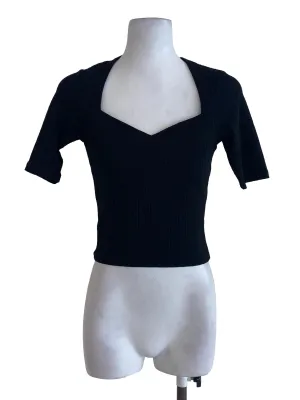 Black Textured Striped Blouse