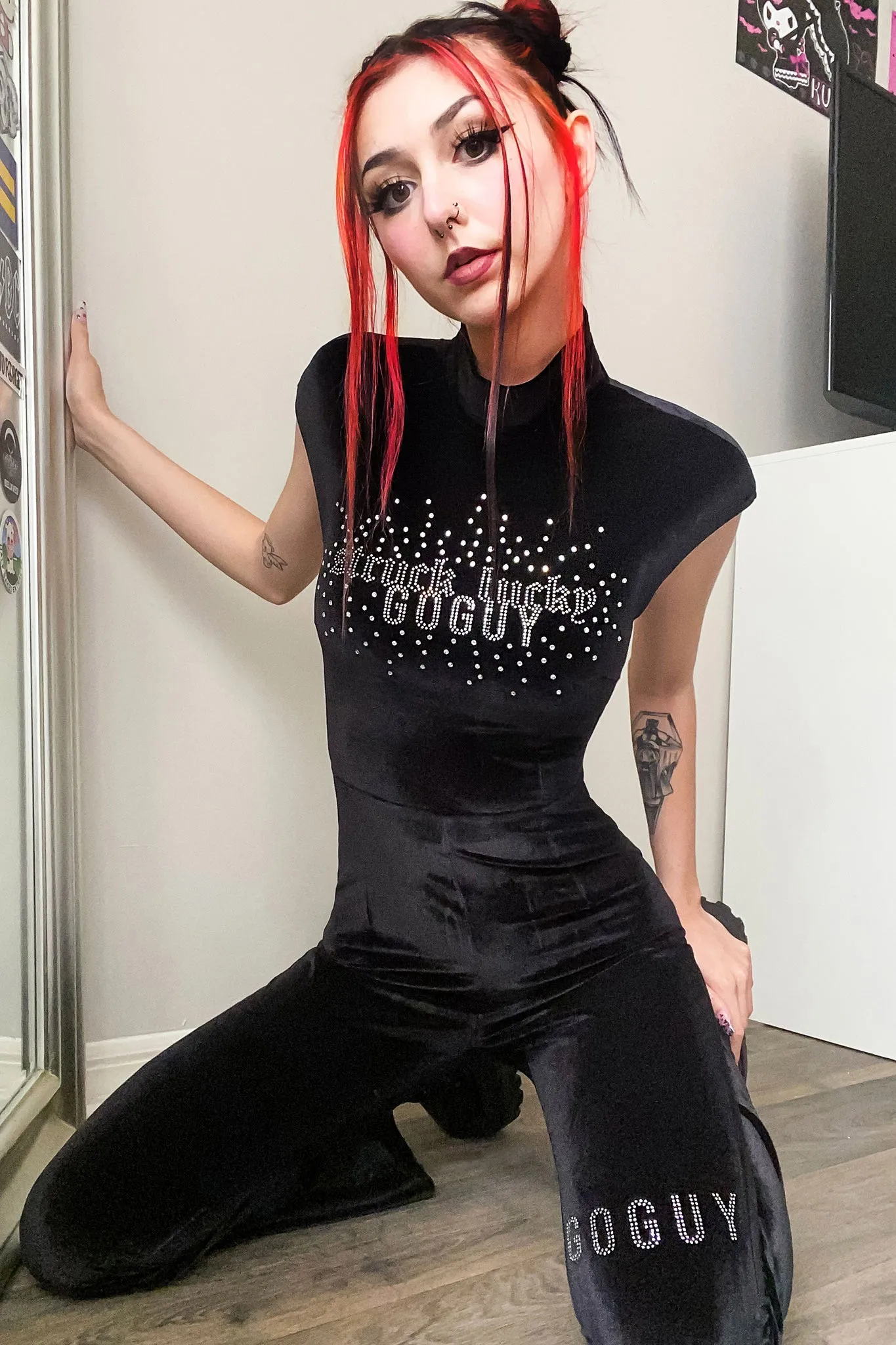Bling Me Velvet Backless Catsuit