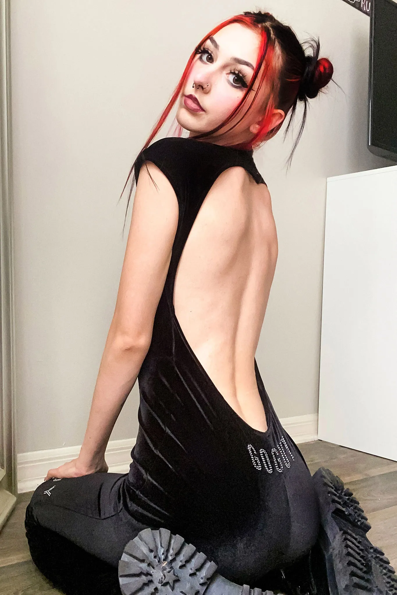 Bling Me Velvet Backless Catsuit