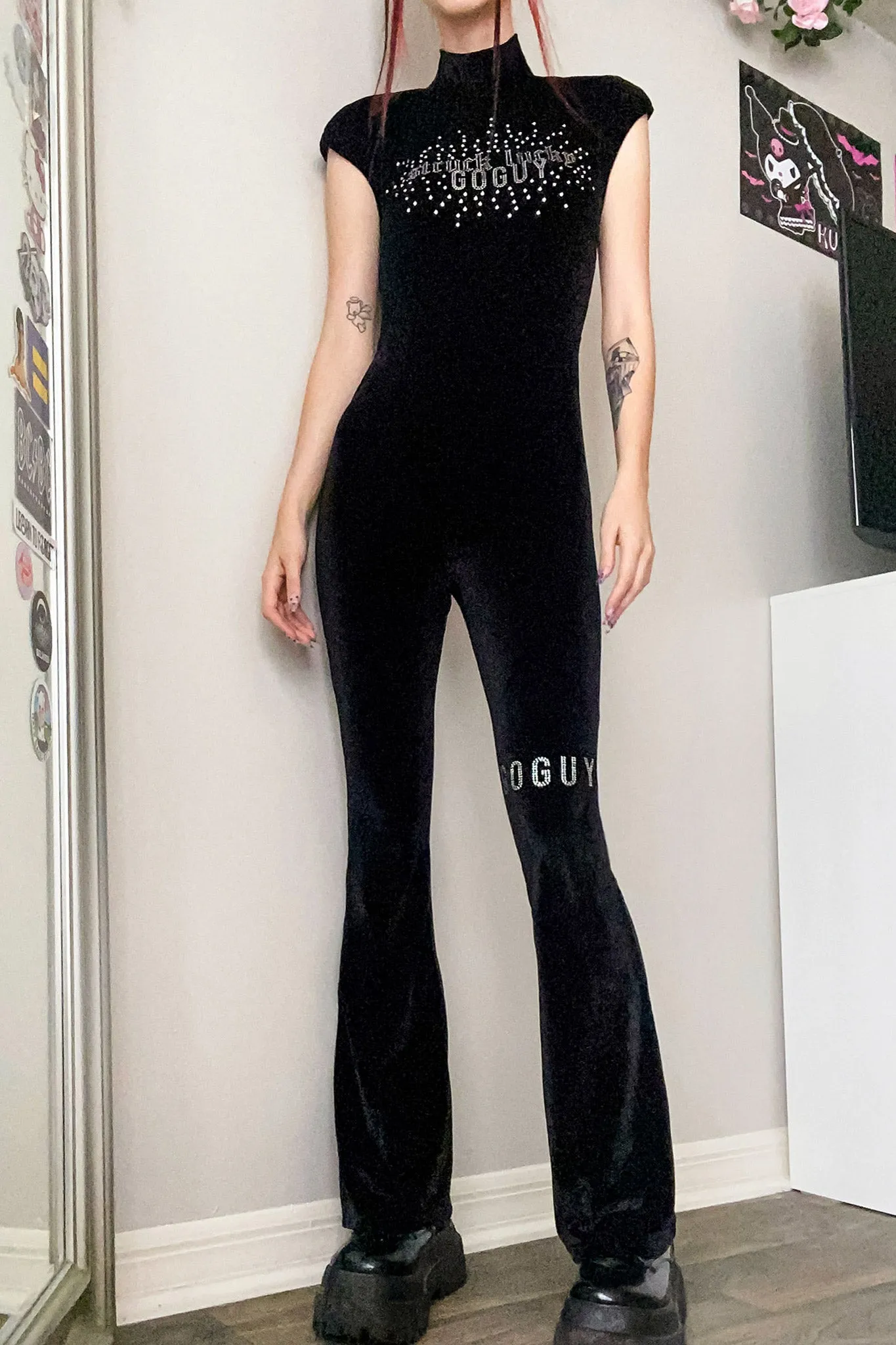 Bling Me Velvet Backless Catsuit