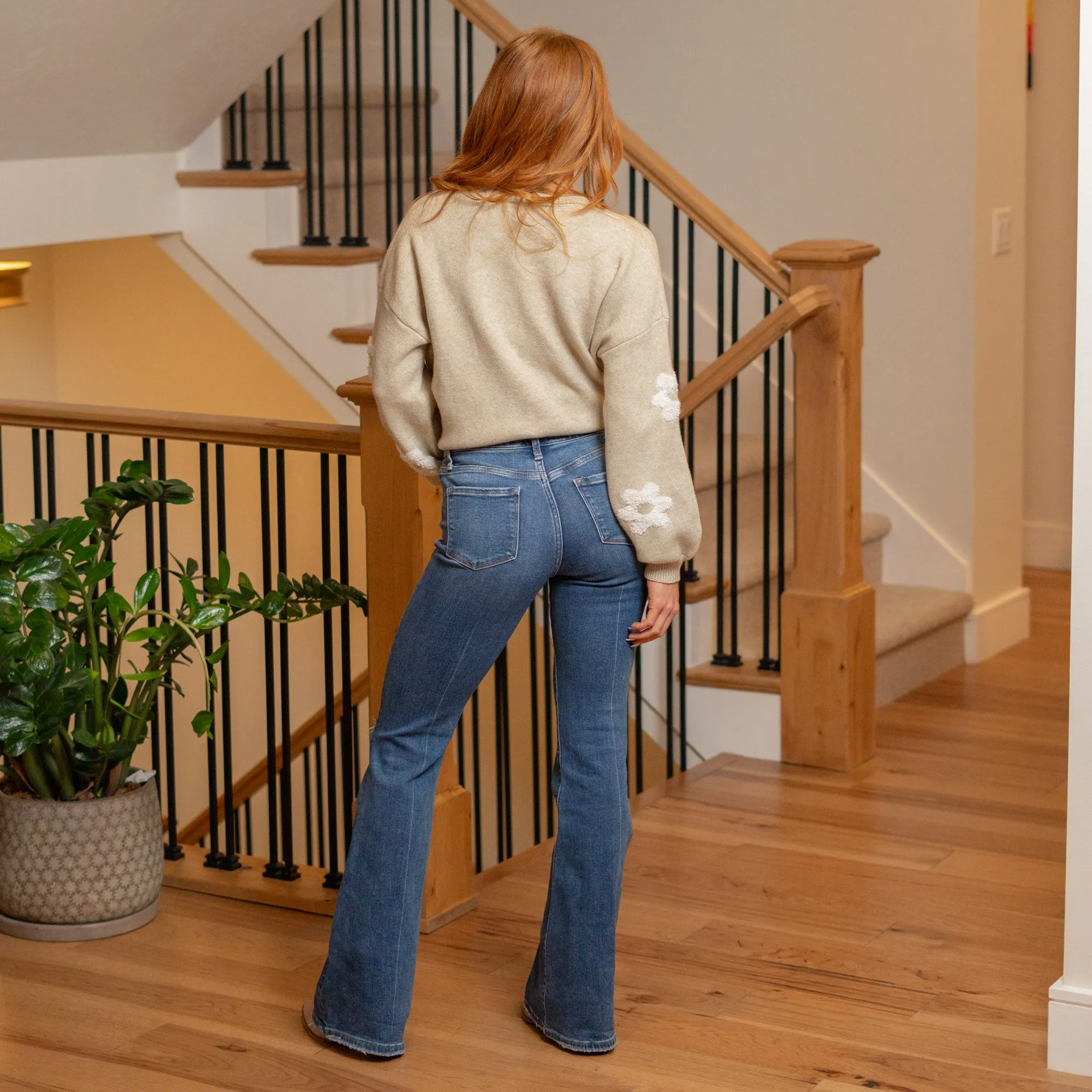 Cadence High Rise Distressed Flares